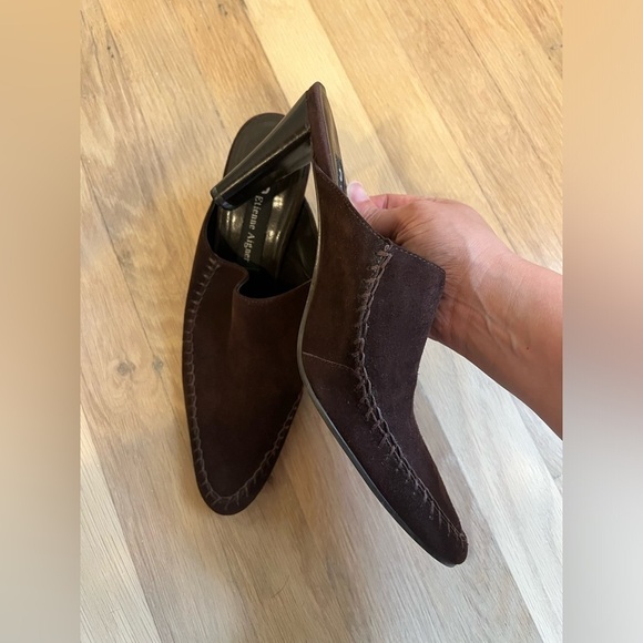 Etienne Aigner Chocolate Brown Suede Mules Size 7.5 - Picture 5 of 5